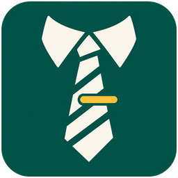 Pinstripe mark: a striped necktie with a gold tie bar